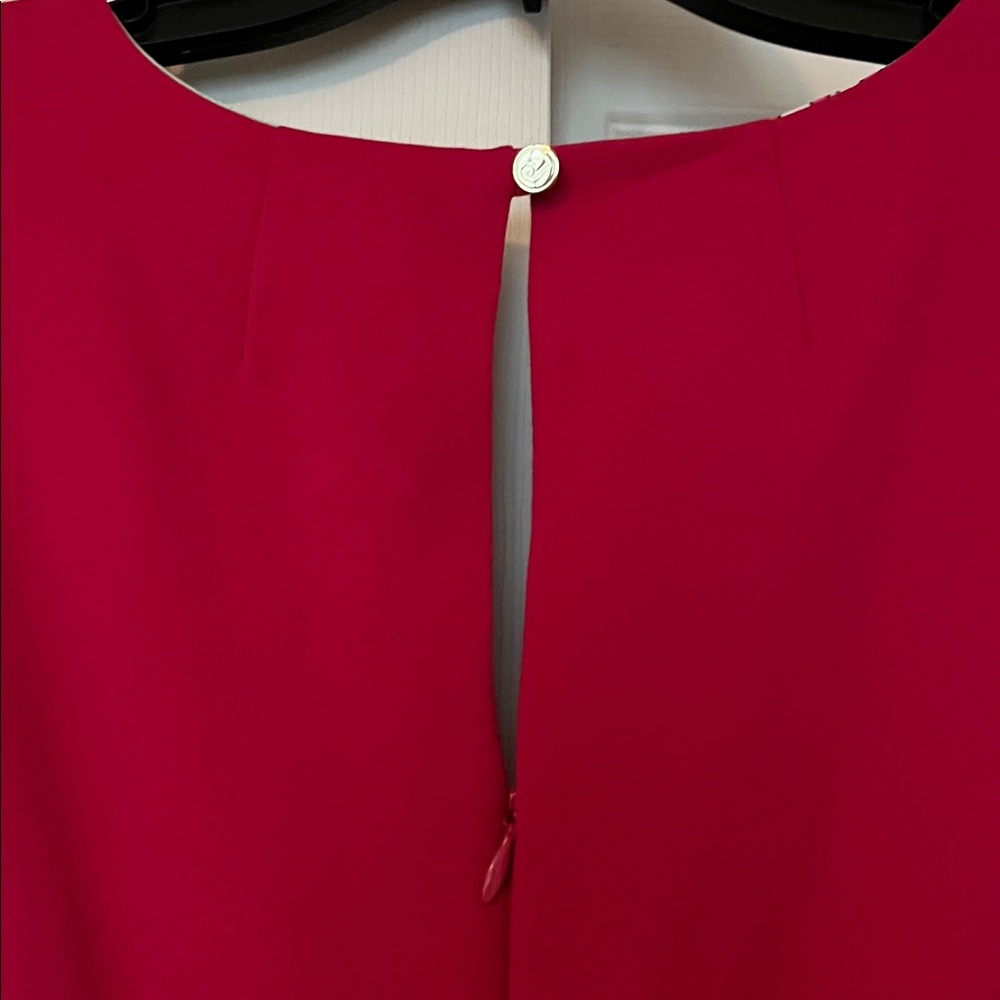 NWT Jude Connally Dark Fuchsia Naomi Ponte Sleeveless V-neck Sheath Dress sz S - Picture 8 of 13